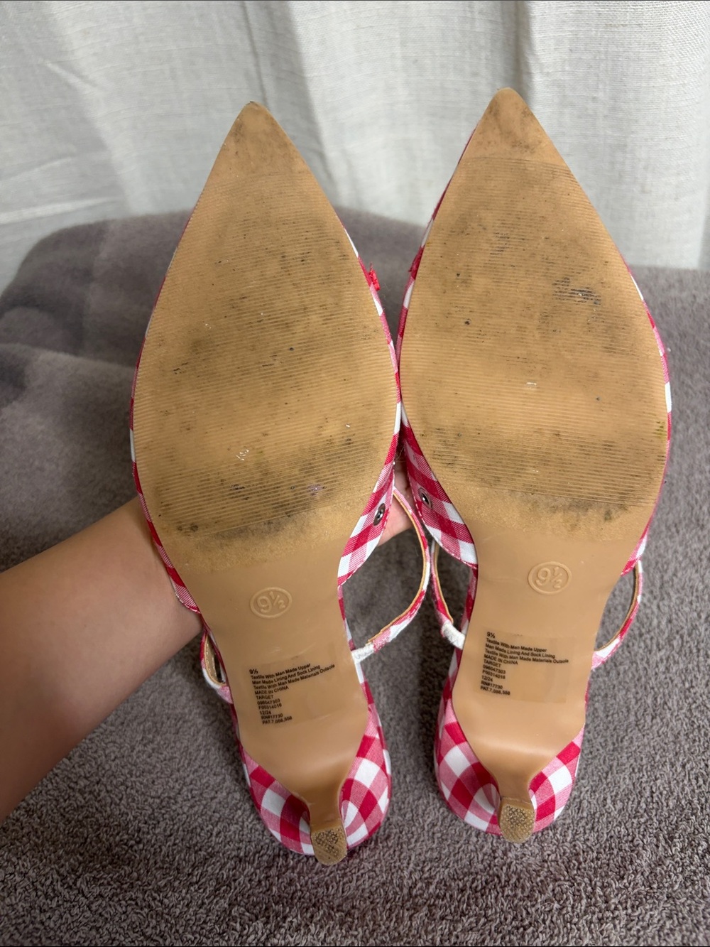 wild fable Red and White Gingham Pointed Slingback Flats with Bow - Picture 4 of 5